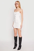 Womens Strapless Bustier Cargo Mini Dress, White, Size L
