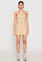 Womens Strapless Bustier Cargo Mini Dress,