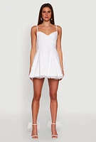 Womens Elegant Tulle Lined Lace Detailed Bustier Skater Dress, White, Size S