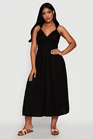 Womens Haute Monde Linen Wood Beaded Strap Sundress,
