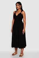 Womens Haute Monde Linen Wood Beaded Strap Sundress,