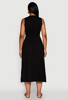 Womens Haute Monde Linen Wood Beaded Strap Sundress,