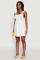 Womens Haute Monde Ruffled Strap Babydoll Sundress, White, Size M
