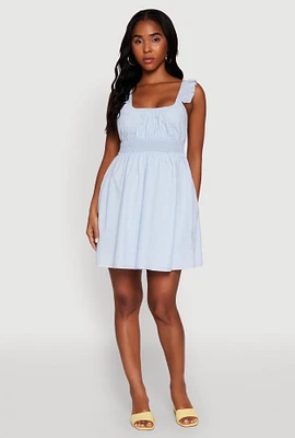 Womens Haute Monde Ruffled Strap Babydoll Sundress, Blue, Size L