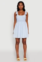 Womens Haute Monde Ruffled Strap Babydoll Sundress, Blue, Size L
