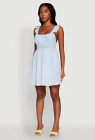 Womens Haute Monde Ruffled Strap Babydoll Sundress, Blue, Size L