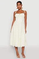Womens Floral Print Smocked Bustier Midi Dress, Multi, Size L