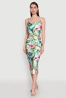 Womens Haute Monde Cowl Neck Floral Print Dress, Multi,