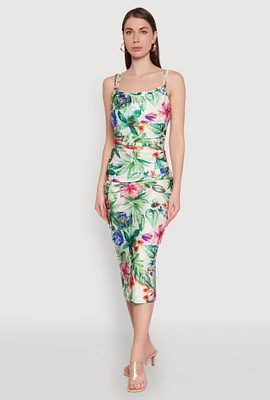 Womens Haute Monde Cowl Neck Floral Print Dress, Multi,