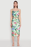 Womens Haute Monde Cowl Neck Floral Print Dress, Multi,