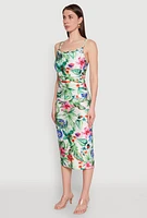 Womens Haute Monde Cowl Neck Floral Print Dress, Multi,