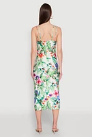 Womens Haute Monde Cowl Neck Floral Print Dress, Multi,