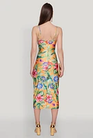 Womens Haute Monde Cowl Neck Floral Print Dress, Multi,
