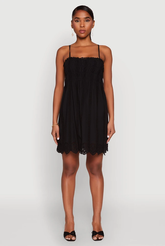 Womens Haute Monde Floral Crochet Detail Mini Dress,