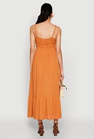 Womens Tie Front Keyhole Maxi Dress,