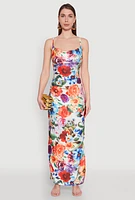 Womens Haute Monde Floral Print Side Slit Maxi Dress, Multi, Size S