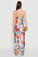 Womens Haute Monde Floral Print Side Slit Maxi Dress, Multi, Size S