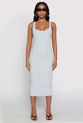 Womens Haute Monde Ribbed Knit Tank Dress, Grey, Size S