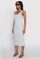 Womens Haute Monde Ribbed Knit Tank Dress, Grey, Size S
