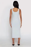 Womens Haute Monde Ribbed Knit Tank Dress, Grey, Size S