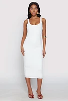 Womens Haute Monde Ribbed Knit Tank Dress, White, Size M