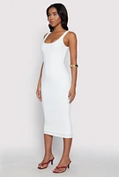 Womens Haute Monde Ribbed Knit Tank Dress, White, Size M