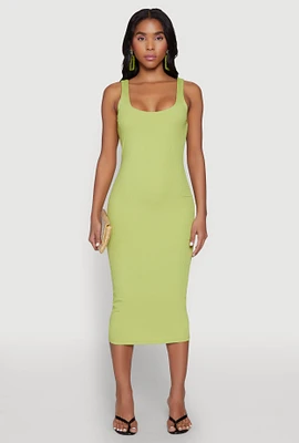 Womens Haute Monde Ribbed Knit Tank Dress, Green, Size L