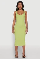 Womens Haute Monde Ribbed Knit Tank Dress, Green, Size L