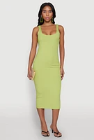 Womens Haute Monde Ribbed Knit Tank Dress, Green, Size L