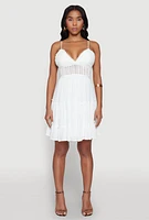 Womens Crochet Tiered Dress, White, Size S