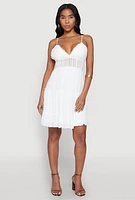 Womens Crochet Tiered Dress, White, Size S
