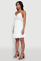 Womens Crochet Tiered Dress, White, Size S