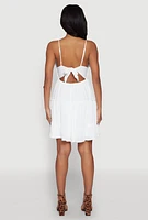 Womens Crochet Tiered Dress, White, Size S