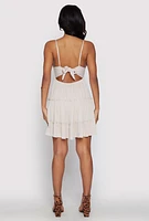 Womens Crochet Tiered Dress, Beige, Size S