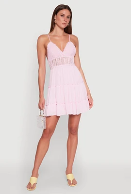 Womens Crochet Tiered Dress, S