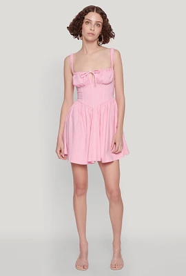 Womens Iris Lace Up Back Corset Skater Dress, L