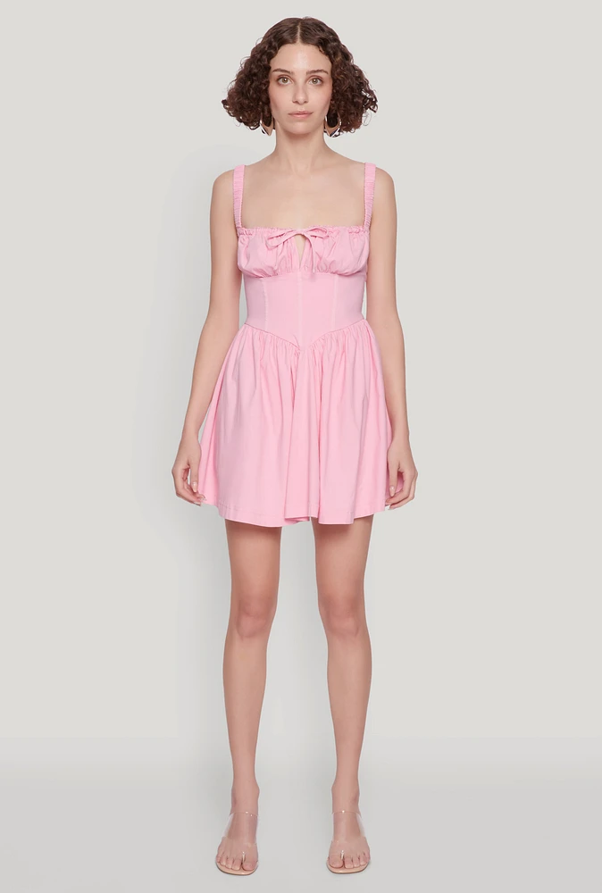Womens Iris Lace Up Back Corset Skater Dress, L