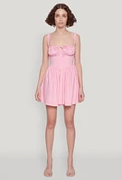 Womens Iris Lace Up Back Corset Skater Dress,