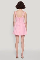 Womens Iris Lace Up Back Corset Skater Dress,