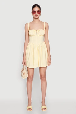 Womens Iris Lace Up Back Corset Skater Dress, Yellow, Size M