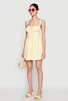 Womens Iris Lace Up Back Corset Skater Dress, Yellow, Size M