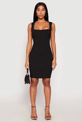 Womens Crepe Knit Scalloped Trim Dress, M