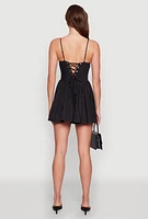 Womens Lace Up Back Skater Dress,