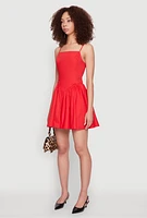 Womens Lace Up Back Skater Dress, Red,