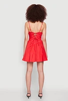 Womens Lace Up Back Skater Dress, Red, Size L