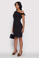Womens Tie Strap One Shoulder Dress, Black, Size M