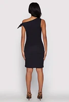 Womens Tie Strap One Shoulder Dress, Black, Size M