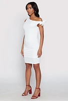 Womens Tie Strap One Shoulder Dress, White, Size S