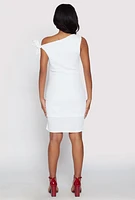 Womens Tie Strap One Shoulder Dress, White, Size S