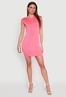 Womens Open Back Ruched Bodycon Dress, Pink, Size S